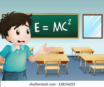 Illustration of a boy in the classroom