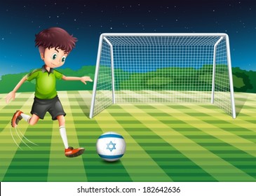 Illustration of a boy at the court using the ball from Israel