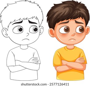 Illustration of a boy with crossed arms