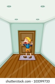 Illustration of a boy crying alone