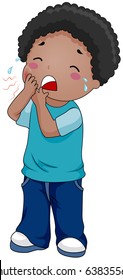 Illustration of a Boy Crying Because of a Toothache