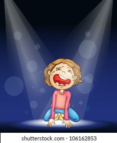 ilustración de un niño llorando en el escenario