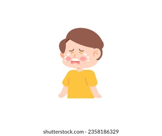 ilustración de un niño llorando y gritando. un niño que está llorando o haciendo un berrinche. personaje adorable y adorable. expresión facial. diseño de ilustración para personas planas o caricaturas. elementos vectores.