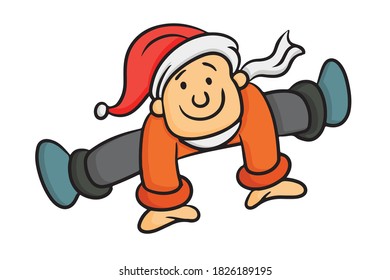 Ilustración de un chico con cara corta en Navidad