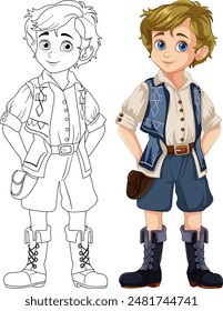 Illustration of a boy in detailed attire