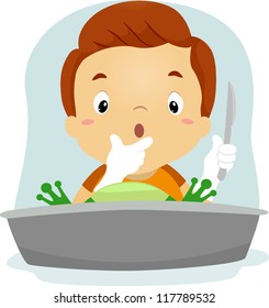 Illustration of a Boy Dissecting a Frog