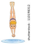 illustration of a boy diving into water on a white background