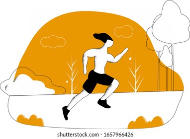 Illustration of a boy doing morning exercise 