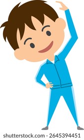 Ilustração de um menino fazendo exercícios de aquecimento