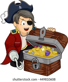 Illustration of a Boy Dressed as a Pirate