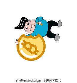 ilustración de un niño comiendo bitcoin