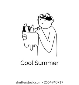 Illustration of boy enjoying drinks cool summer