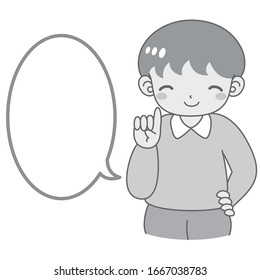 
Ilustración de un niño explicando con una sonrisa