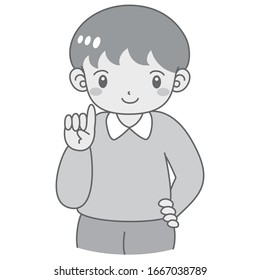 
Ilustración de un niño explicando con una sonrisa