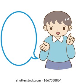 
Illustration of a boy explaining with a smile