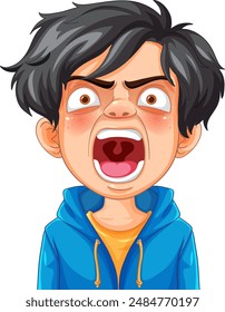 Illustration of a boy expressing anger