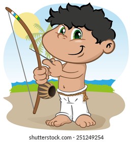 Illustration of a boy, Fight of Brazil culture. Ideal for cultural material and institutional