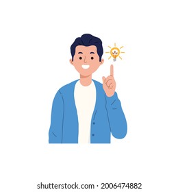illustration of a boy finding good idea