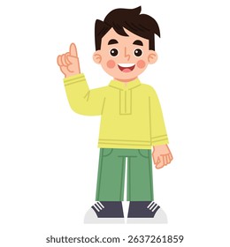 Illustration Of  Boy with Finger Up