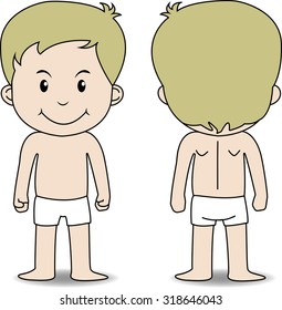 Illustration of boy front and back