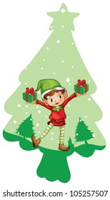 illustration of a boy with gift boxes on a white background