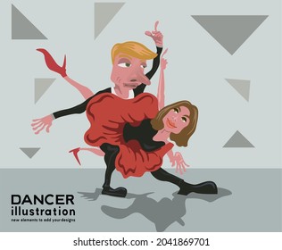 Illustration of boy and girl dancing