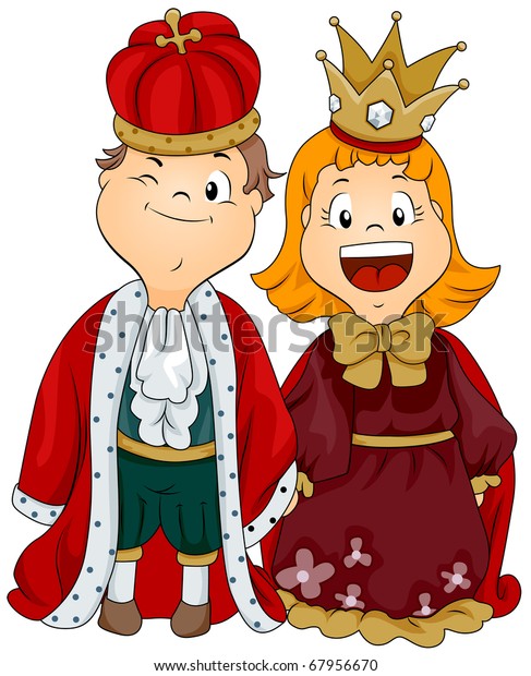 王様と女王様の服装をした少年と女の子のイラスト のベクター画像素材 ロイヤリティフリー