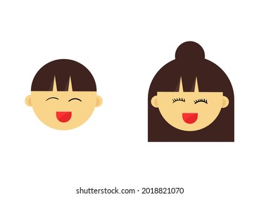 illustration of boy and girl face characters with cute and adorable faces