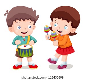 illustration of Boy and girl music