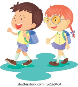 Illustration of Boy & Girl on white background