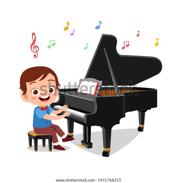 Illustration Boy Girl Playing Piano Stock Vector (Royalty Free) 1451766215