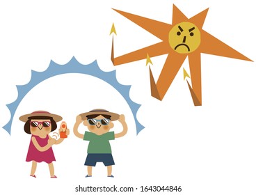 Illustration Boy Girl Sunscreensummer Clip Art Stock Vector (Royalty ...