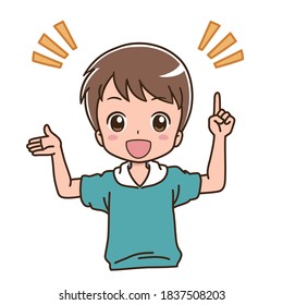 Illustration of a boy giving an explanation