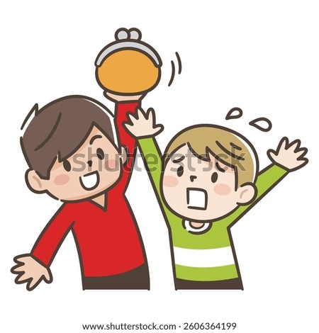 Illustration of a boy having his wallet taken away by bullying, simple vector illustration
