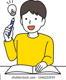 Illustration of a boy having an idea