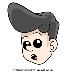 illustration of a boy head with a pensive face gawking. vector design illustration art