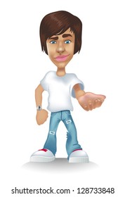 Illustration of a Boy with his hand out stretched