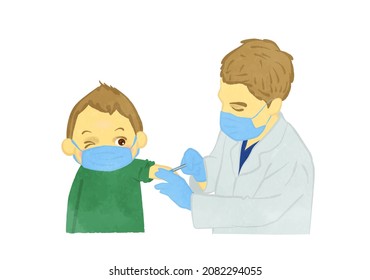 Illustration of a boy hitting an injection