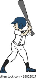 Illustration of a boy holding a bat in baseball