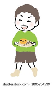 illustration of a boy holding dishes