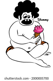 illustration of boy holding ice cream