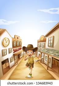 Illustration of a boy holding a paper while running