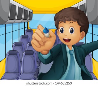 Illustration of a boy holding a pen