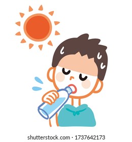 Illustration of a boy hydrating