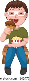 illustration of boy with ice cream, vector