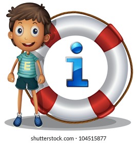 Illustration of boy and information icon