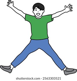 Illustration of a boy jumping