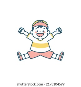 Illustration of boy jumping in air with joy