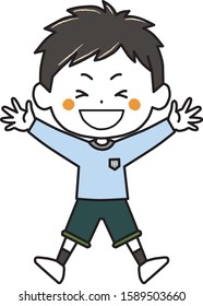 Illustration of the boy jumping lively