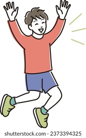 Illustration of a boy jumping and rejoicing